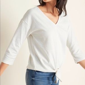 V-Neck Textured Tie Hem Top White Old Navy Knot